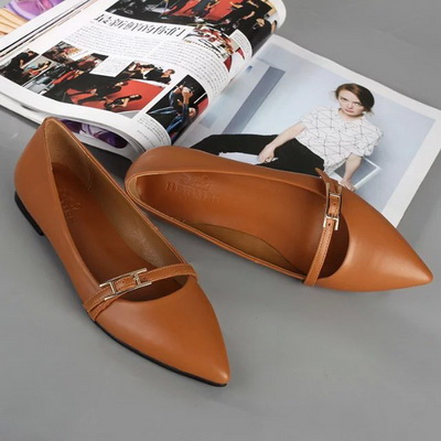 HERMES Shallow mouth flat shoes Women--002